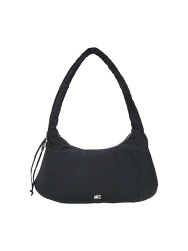 Solid Black Nylon Shoulder Bag