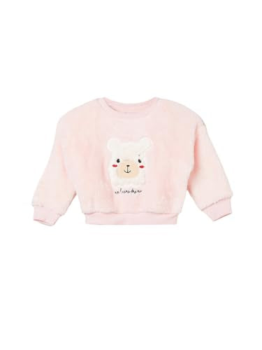Max Girls Applique Fuzzy Sweatshirt (Pink_3-4 Y)