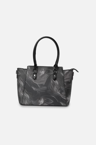 Women Black Print Casual Tote Bag