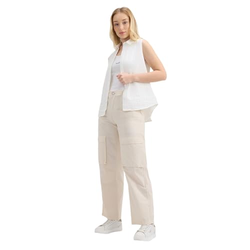 Pepe Jeans Women's Loose Pants (PL211854_Ecru White
