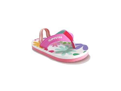 FLIPPSTER Kids Flip Flops With Cute Pink Mint Floral Print, Casual Summer Wear for Little Kids (UK Footwear Size System, Little Kid, Numeric, Medium, 10)
