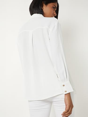 Max Women Textured Regular Fit Shirt (Off White_L)