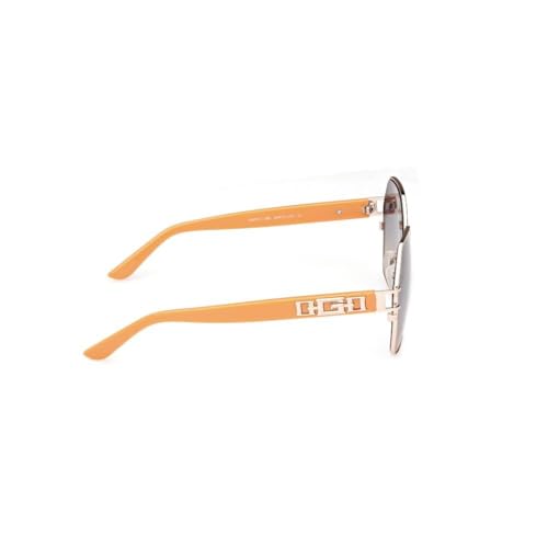 Guess sunglasses| 100% UV protected | Gradient | Full Rim | Hexagon | Women | Large | Shiny Light Gold Alloy Metal Frame | Smoke Gradient Lens