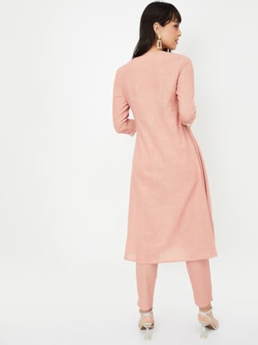 Max Women's Cotton Blend Kurta Set (CTKST54046_Brown