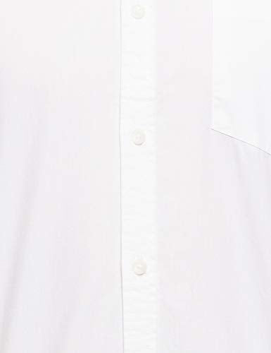 Amazon Brand - Symbol Men's Cotton Shirt | Chinese Collar | Casual | Plain | Full Sleeve | Summer - Regular Fit (Available In Plus Size, White_M)