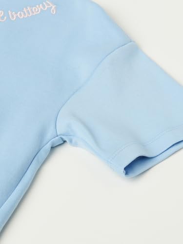 Max Girls Stitch Print T-Shirt(Blue_9-10 Y)