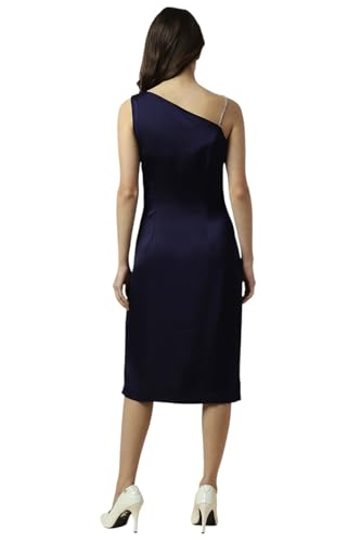 Allen Solly Women's Polyester Modern Knee-Length Dress (AHDRCRGFJ58485_Navy