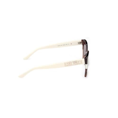 GUESS sunglasses| 100% UV protected | Solid | Full Rim | Butterfly | Women | Large | Shiny Crystal Grey-White Polycarbonate Frame | Solid Violet Lens
