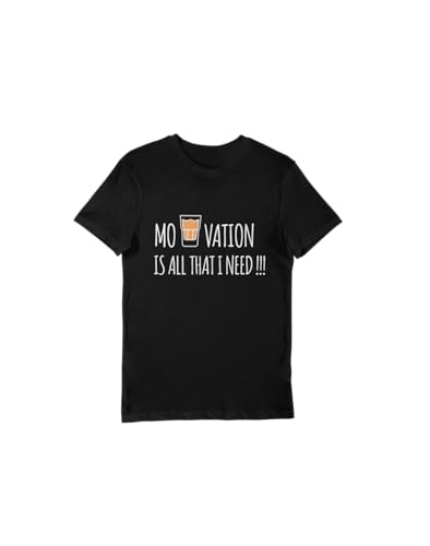 Urban Macha Plus Size Printed Cotton T-Shirt for Men, “Mo-Tea-vation is All That I Need” Graphic Crew Neck, Half Sleeve Casual Wear, Black (in, Alpha, 4XL, Printed - Moteavation)