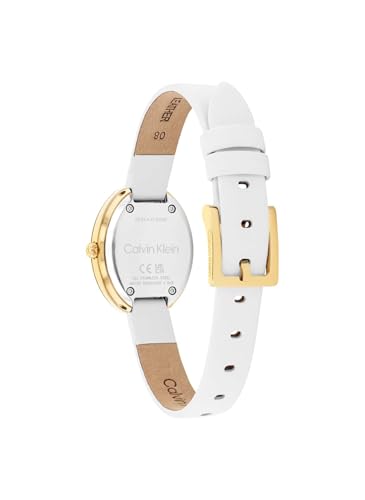Calvin Klein Twisted Bezel Qtz Basic Mini Silver White Oval Dial Women's Watch- 25100146