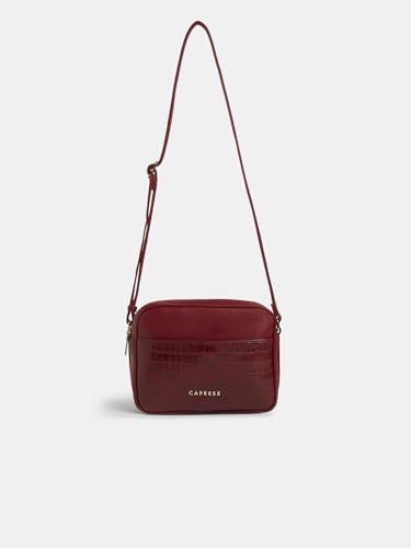 Caprese Minato Sling Medium Bag for Women | Stylish Bag with Adjustable Strap, Secure Zip Closure for Comfortable Wear | Versatile Handbag for Everyday Use, Travel & Special Occasions (Cherry Red)