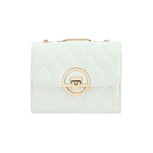 Fastrack Quilted Sling Bag for Women | Chic Party Bag for Girls, Ladies, Women | Stylish Structured Bag Made of Faux Leather (White)