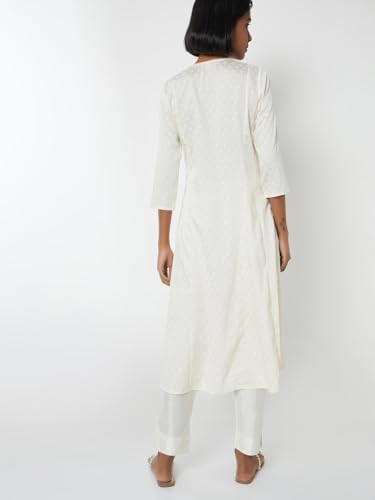 Max Women Embroidered A-line Kurta (White_XL)