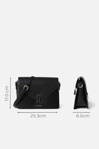 Women Black Textured Casual Sling Bag