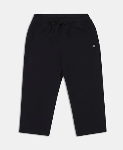 Jockey Women's Slim Fit Cotton Capri Pants (1300-0105-BLACK_XL_Black_XL)