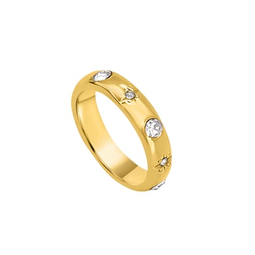 PALMONAS Gold-Plated Gold-Toned Stone Studded Ring(Size-6) | Gifts For Girlfriend | Gift For Women & Girls