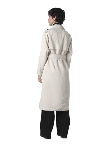 ONLY Women's Solid Loose Fit White Coat