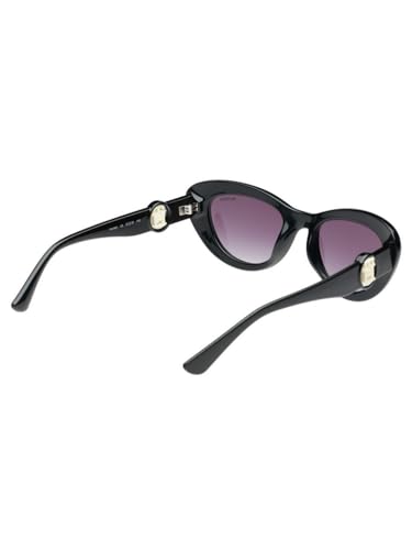 Tommy Hilfiger Sunglasses | Purple Lens | Black Frame | Full Rim Cateye Shape Branded Latest and Stylish Non Polarized Eyewear | 100% UV Protection | Women Sunglasses| Size Medium | TH 1591 C5