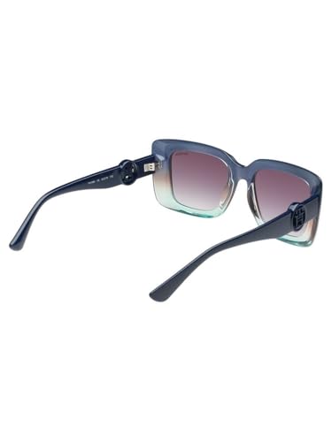 Tommy Hilfiger Sunglasses | Purple Lens | Blue Frame | Full Rim Square Shape Branded Latest and Stylish Non Polarized Eyewear | 100% UV Protection | Women Sunglasses| Size Medium | TH 1593 C6 52