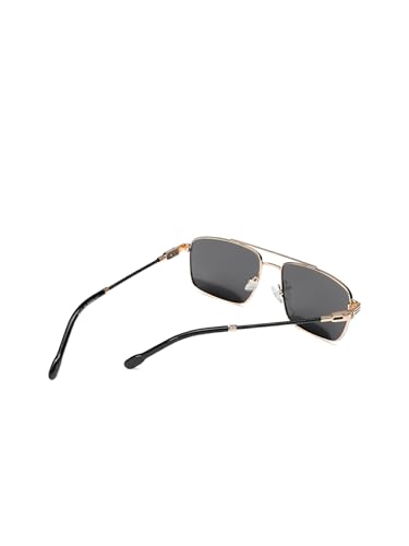 Carlton London Men Premium Polarised UV Protected Blue Lens Gold and Black Toned Rectangle Sunglasses