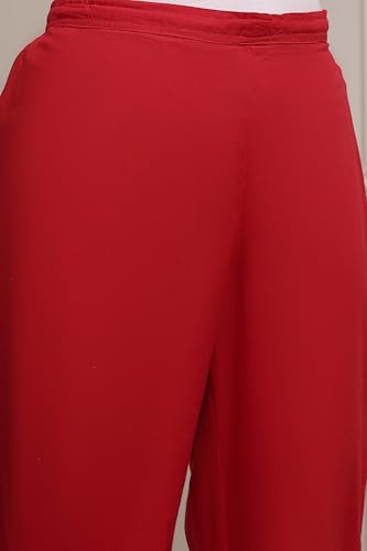 Biba Women Green-Maroon Cotton Straight Printed Suit Set_34