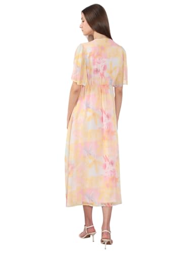 VERO MODA Women's Fit and Flare Yellow Dress