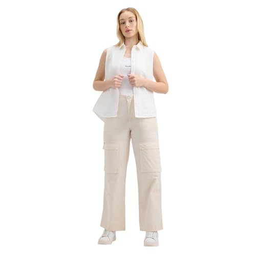 Pepe Jeans Women's Loose Pants (PL211854_Ecru White