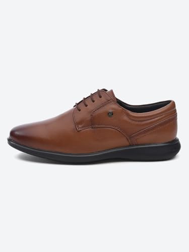 Men Tan Lace Up Leather Formal Derbys