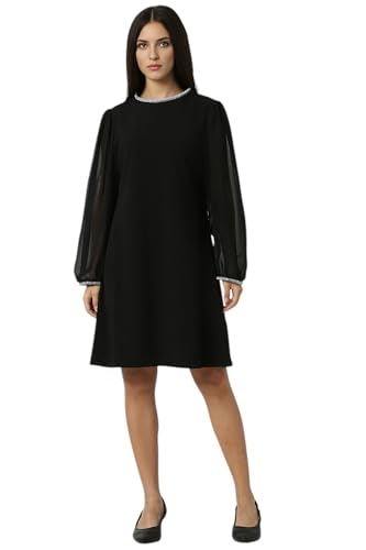 Women Black Solid Party Dress