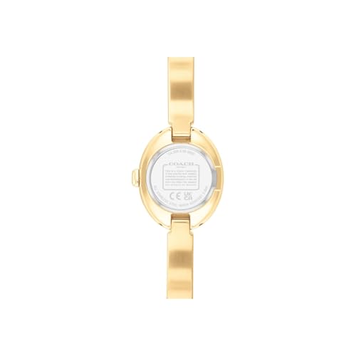 Coach Sammy Qtz Basic Slim Black Oval Dial Women's Watch|Ionic Plated Thin Gold Steel Material|Gold Color Band - 14504521