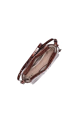 Brahmin Hillary Women's Brown Leather Crossbody Satchel with Adjustable Strap & Interior Organizer Pockets