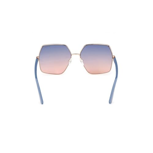 Guess sunglasses| 100% UV protected | Gradient | Full Rim | Square | Women | Large | Shiny Rose Gold Alloy Metal Frame | Blue Gradient Lens