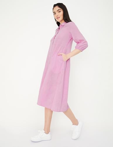 Max Women Solid Shirt Dress (MDDRS41006LAVENDER)_S