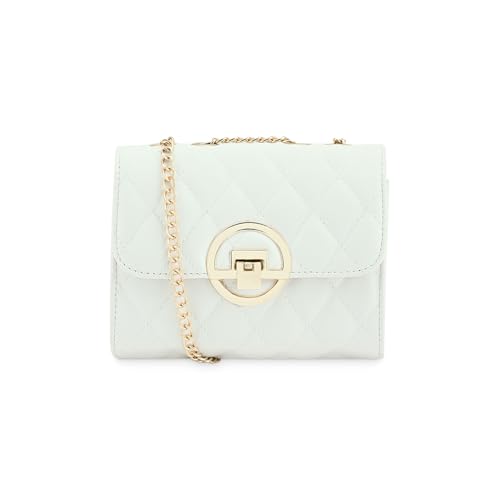 Fastrack Quilted Sling Bag for Women | Chic Party Bag for Girls, Ladies, Women | Stylish Structured Bag Made of Faux Leather (White)