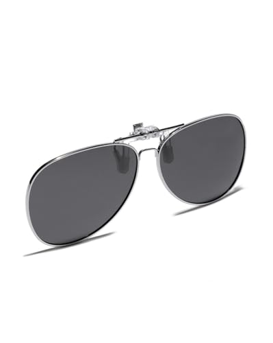 Carlton London Black & Silver Toned Polarised Lens Aviator Sunglass Clip for unisex