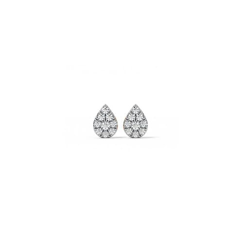 CaratLane 9 KT Yellow Gold Shimmering Pear Diamond Stud Earrings for Women