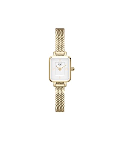 Daniel Wellington Quadro Analog Watch for Women with White Square Dial & Gold Stainless Steel Bracelet Band Water Resistant Women's Wrist Watches - DW00100725K