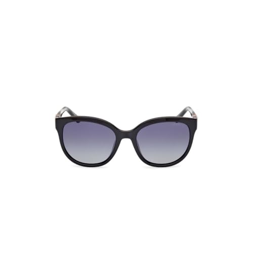 Guess sunglasses| 100% UV protected | Solid | Full Rim | Oval | Women | Medium | Shiny Black Polycarbonate Frame | Solid Smoke Lens