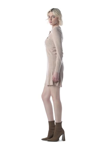 ONLY Women's Self Design Bodycon Beige Dress