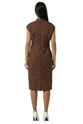 Van Heusen Women's Polyester Blend Modern Knee-Length Dress (VWDRFRGPZ76117_Brown