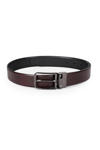 Men Maroon Textured Formal Belt