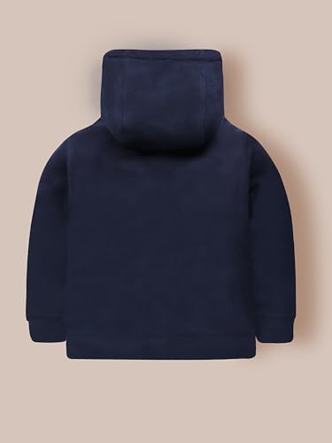 Cherry Crumble Navy Blue Solid Full Sleeves Hood Applique with Embroidery Unisex Winter Sweatshirt