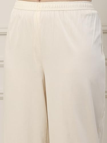 Biba Women White Silk Chanderi Straight Suit Set_34