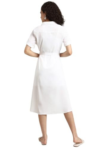 FOREVER 21 Women's Polyester Modern Above The Knee Dress (FWA23CDRF0076_White