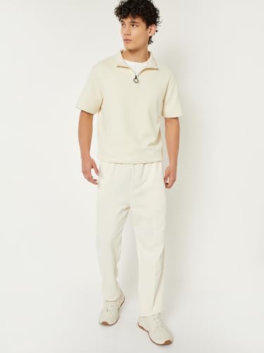 Max Men Knitted Athleisure T-Shirt(Beige_S)
