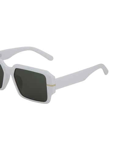 Carlton London White with Gold Toned and Green UV Protected Lens Sunglass for unisex