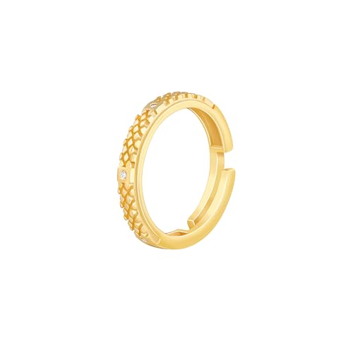 GIVA 925 Silver Golden Elegant Pattern Ring Band For Him, Adjustable | Gifts for Men and Boys | With Certificate of Authenticity and 925 Stamp | 6 Months Warranty