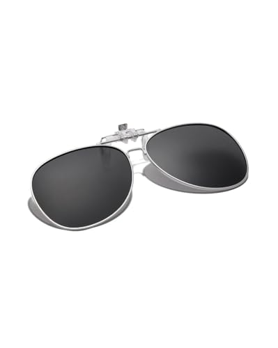 Carlton London Black & Silver Toned Polarised Lens Aviator Sunglass Clip for unisex