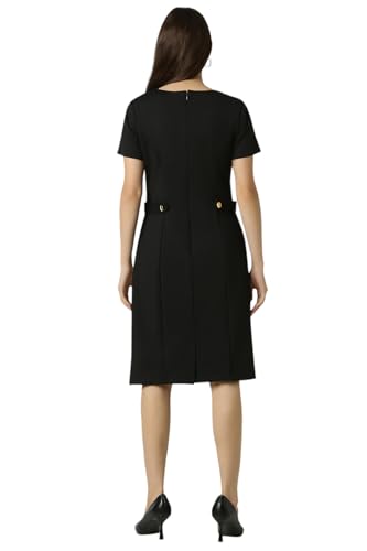 Van Heusen Women's Polyester Blend Modern Knee-Length Dress (VWCDFRGFJ18601_Black
