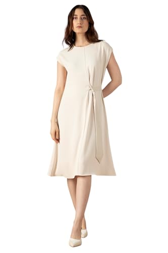 Van Heusen Women's Polyester Modern Calf Length Dress (VWDRFRGF370828_Beige